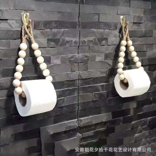 Creative Natural Wood Beaded Toilet Paper Roll Holder Creative Natural Wood Beaded Toilet Paper Roll Holder