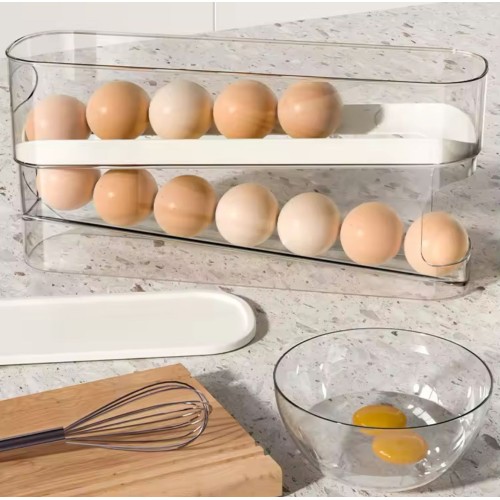 Double Layer Rolling Egg Dispenser – Space-Saving