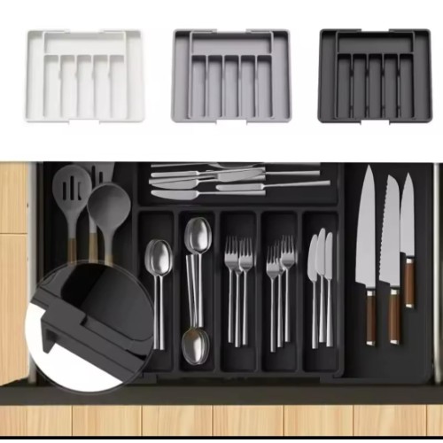 Expandable Cutlery Drawer Organizer – Black, BPA-Free