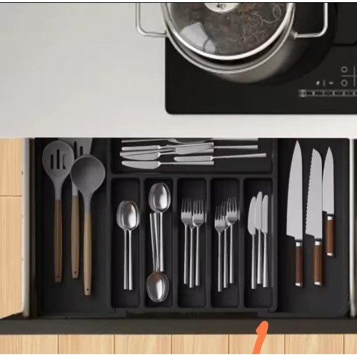 Expandable Cutlery Drawer Organizer – Black, BPA-Free