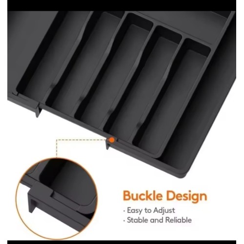 Expandable Cutlery Drawer Organizer – Black, BPA-Free