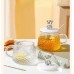 Elegant Glass Cup with Lid and Spoon – Stylish Drinkware