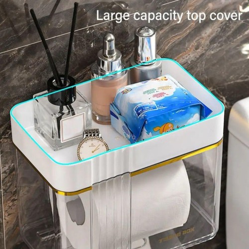 Luxury Wall-Mounted Tissue Box – Gold-Plated, Waterproof