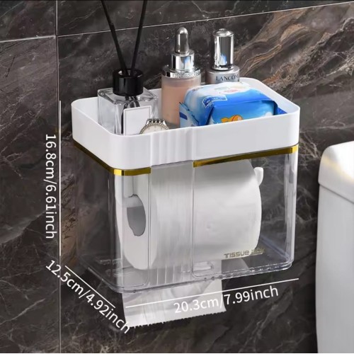 Luxury Wall-Mounted Tissue Box – Gold-Plated, Waterproof