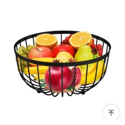 Heavy Fruit Basket with Bamboo Base – Black