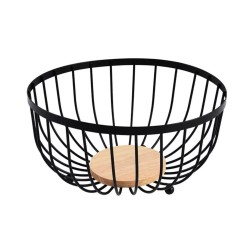 Heavy Fruit Basket with Bamboo Base – Black