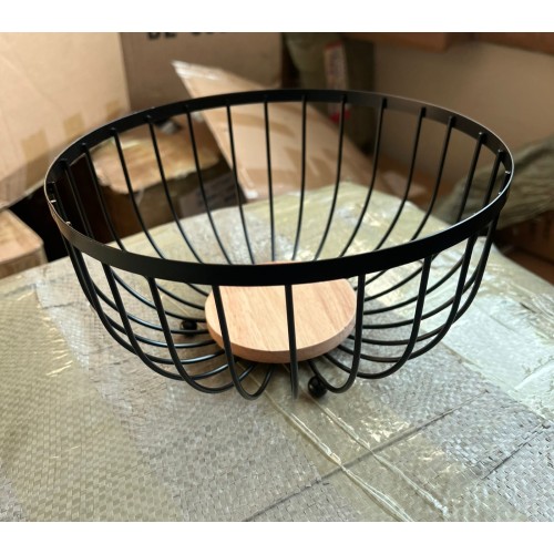 Heavy Fruit Basket with Bamboo Base – Black Heavy Fruit Basket with Bamboo Base – Black