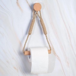 Bamboo Tissue Holder with Hemp Rope – Rustic Style