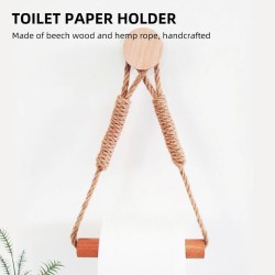 Bamboo Tissue Holder with Hemp Rope – Rustic Style