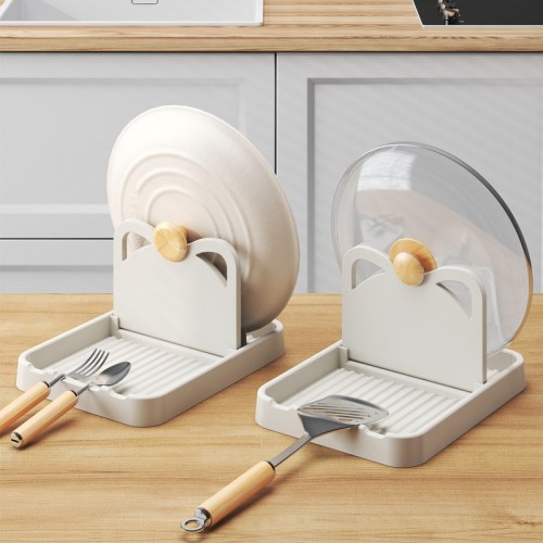 Pot Lid Rack and Spoon Holder – Dual Function Kitchen Counter Organizer