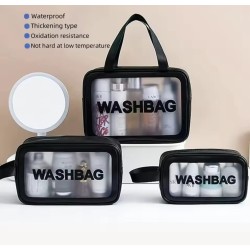 3pc Wash Bag Pouch Set – Wide Base Travel Organizer