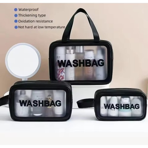 3pc Wash Bag Pouch Set – Wide Base Travel Organizer 3pc Wash Bag Pouch Set – Wide Base Travel Organizer