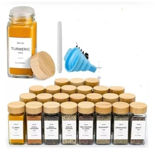 12PCS Glass Spice Jars with Bamboo Lid – 120ML Airtight Set 12PCS Glass Spice Jars with Bamboo Lid – 120ML Airtight Set