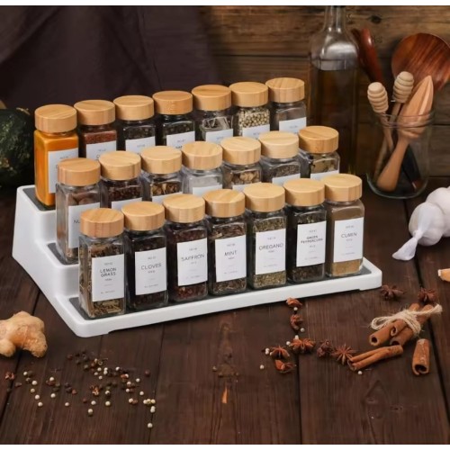 12PCS Glass Spice Jars with Bamboo Lid – 120ML Airtight Set 12PCS Glass Spice Jars with Bamboo Lid – 120ML Airtight Set