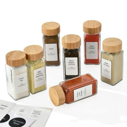12PCS Glass Spice Jars with Bamboo Lid – 120ML Airtight Set 12PCS Glass Spice Jars with Bamboo Lid – 120ML Airtight Set
