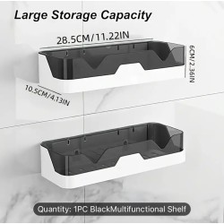 No-Drill Bathroom Shelf Organizer – Black Shower Rack