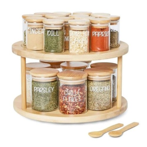 Bamboo Rotating Spice Rack – 360° Kitchen Organizer Bamboo Rotating Spice Rack – 360° Kitchen Organizer