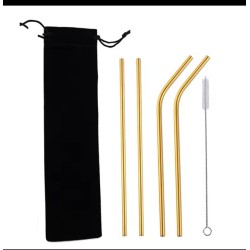 Reusable Stainless Steel Straws – 5 Pack with Brush