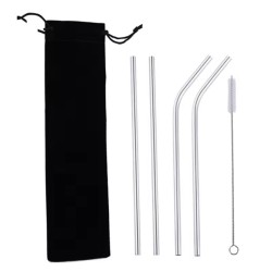 Reusable Stainless Steel Straws – 5 Pack with Brush