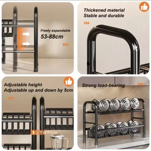 Adjustable 2-Tier Under-Sink Rack – Kitchen & Bathroom Organizer Adjustable 2-Tier Under-Sink Rack – Kitchen & Bathroom Organizer