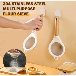 Fine Mesh Stainless Steel Sieve with Wooden Handle – Multi-Purpose Kitchen Strainer
