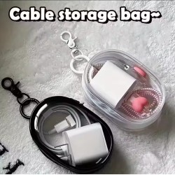 Clear Mini Zipper Storage Pouch with Cartoon Keychain – Toy & Gadget Organizer
