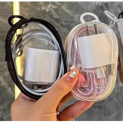 Clear Mini Zipper Storage Pouch with Cartoon Keychain – Toy & Gadget Organizer