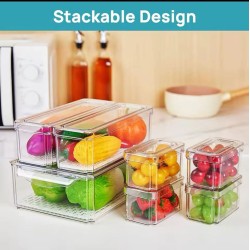 7pcs BPA-Free Stackable Acrylic Fridge Organizer With Lid
