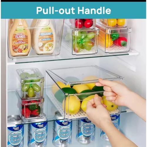 7pcs BPA-Free Stackable Acrylic Fridge Organizer With Lid