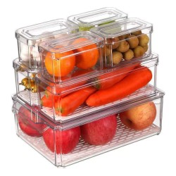 7pcs BPA-Free Stackable Acrylic Fridge Organizer With Lid
