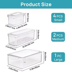 7pcs BPA-Free Stackable Acrylic Fridge Organizer With Lid