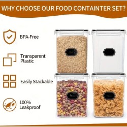 4Pcs BPA-Free Airtight Food Storage Containers