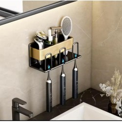 Metallic Wall-Mounted Toothbrush/ Toothpaste Holder