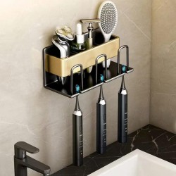 Metallic Wall-Mounted Toothbrush/ Toothpaste Holder