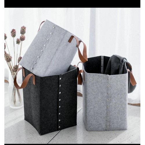 Foldable Laundry Basket With Leather Handles