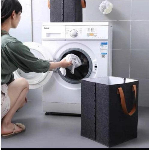 Foldable Laundry Basket With Leather Handles Foldable Laundry Basket With Leather Handles