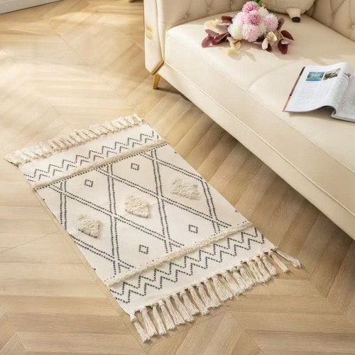 Bohemian Nordic Style Bedroom Rug With Tassles