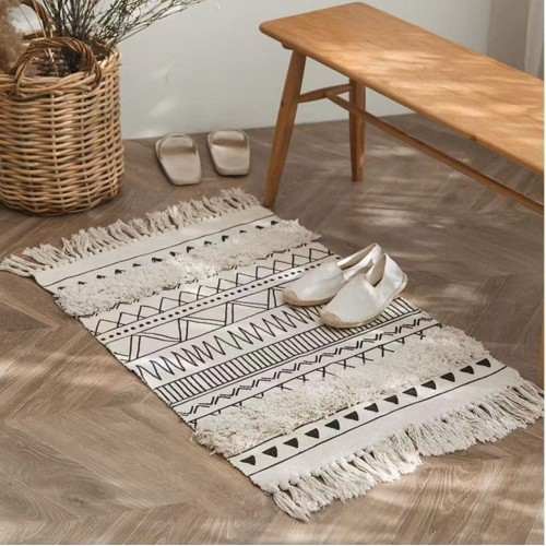 Bohemian Nordic Style Bedroom Rug With Tassles
