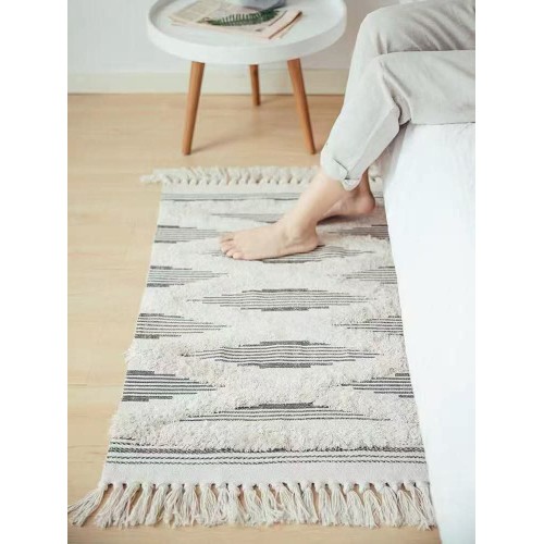 Bohemian Nordic Style Bedroom Rug With Tassles