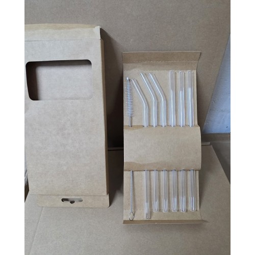 6pcs Clear High Borosilicate Glass Straws +Cleaning Brush 6pcs Clear High Borosilicate Glass Straws +Cleaning Brush