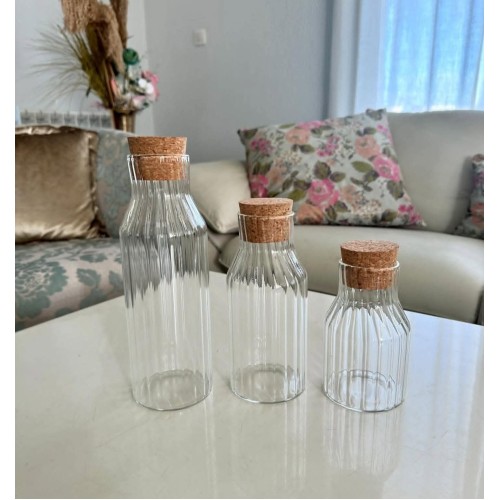 Multipurpose Ribbed Borosilicate Glass Storage Jar Multipurpose Ribbed Borosilicate Glass Storage Jar