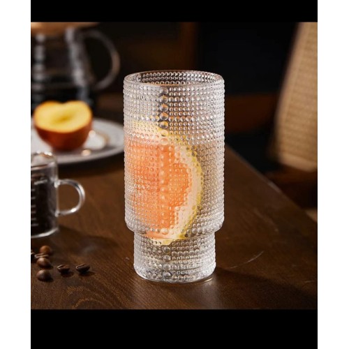 350ML 6Pcs Embossed Vintage Ribbed Glass Set 350ML 6Pcs Embossed Vintage Ribbed Glass Set