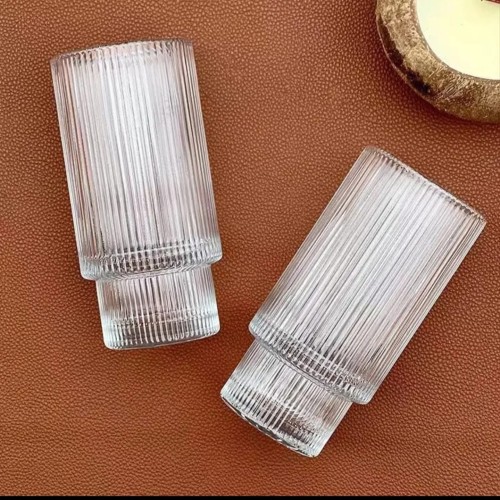 Ribbed Aesthetic Highball Crystal Glasses