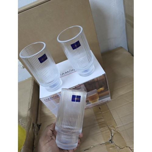 Ribbed Aesthetic Highball Crystal Glasses