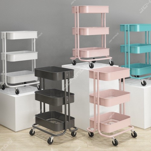 Multi-Functional Movable Trolley Storage Rack (Full Metallic)