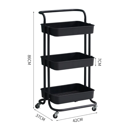 Multi-Functional Movable Trolley Storage Rack (Full Metallic)