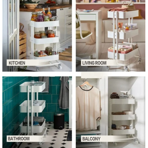 Multi-Functional Movable Trolley Storage Rack (Full Metallic)
