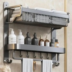 Bathroom Wall Mounted Towel Rack – Double Layer