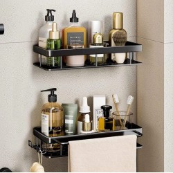 2pcs Aluminum Alloy Rectangular Shelf with Towel Holder