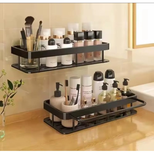 2pcs Aluminum Alloy Rectangular Shelf with Towel Holder